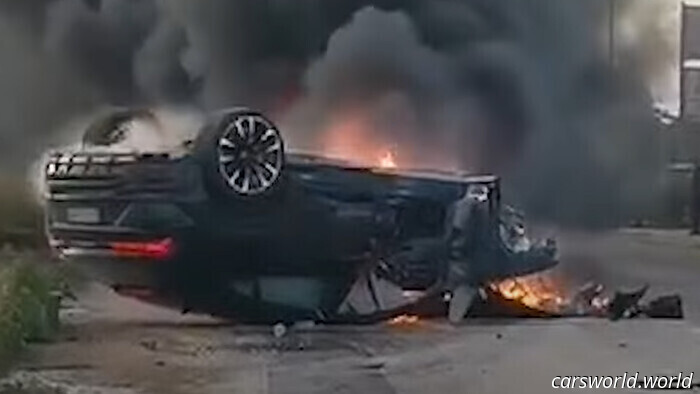 Lamborghini Collides with Fiat, Rolls Over, Catches Fire, and Ponders What Happened | Carscoops